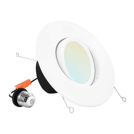 Luxrite 5/6 Inch Gimbal LED Recessed Can Light 5 CCT Selectable 2700K-5000K 11W 1100LM Dimmable LR23043-1PK